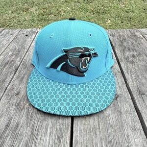 New Era 59 Fifty Hat 7 1/8 Carolina Panthers 2016‎ On Field Sideline Fitted EUC